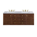 James Martin Amberly 60" Dual Mount Double Bathroom Vanity, Mid-Century Walnut