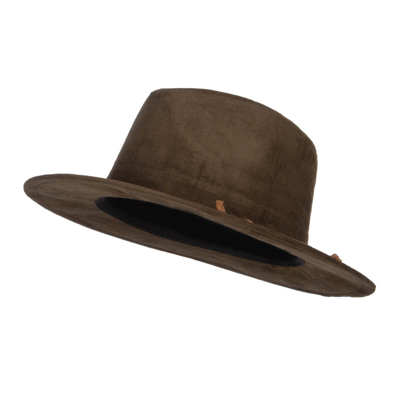 Women's Leatherette Tie Suede Panama Hat