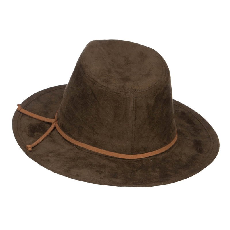 Women's Leatherette Tie Suede Panama Hat