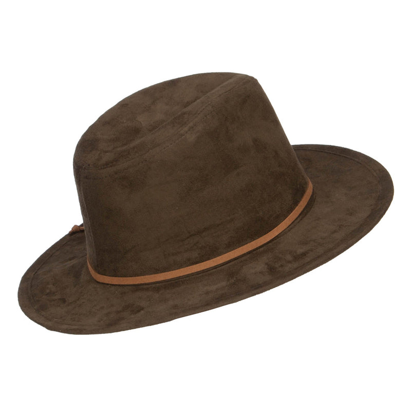 Women's Leatherette Tie Suede Panama Hat