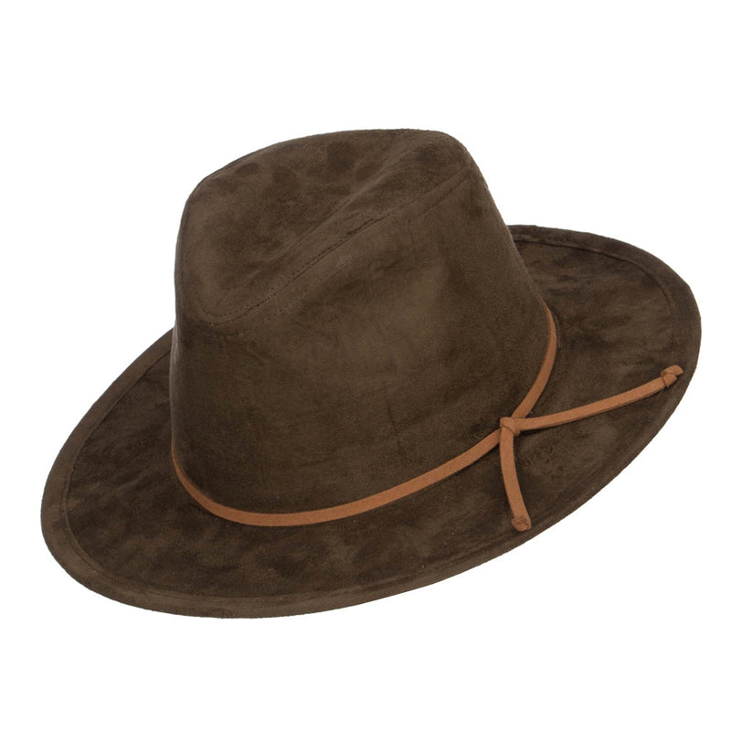 Women's Leatherette Tie Suede Panama Hat