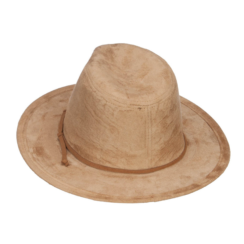 Women's Leatherette Tie Suede Panama Hat