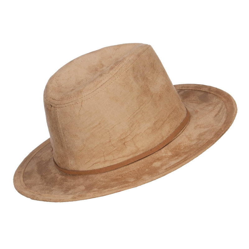 Women's Leatherette Tie Suede Panama Hat
