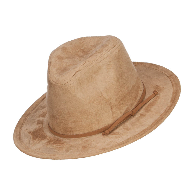 Women's Leatherette Tie Suede Panama Hat