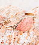Lucent Orange Sponge Coral Cuff  Golden Bracelet