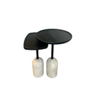 Castor Side Table Set Of 2 With Travertine Legs And Wooden Top