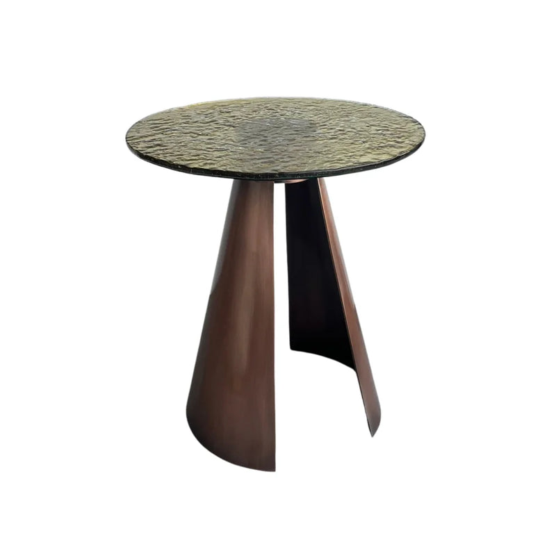 Herse Copper Antiqued Metal Leg Side Table
