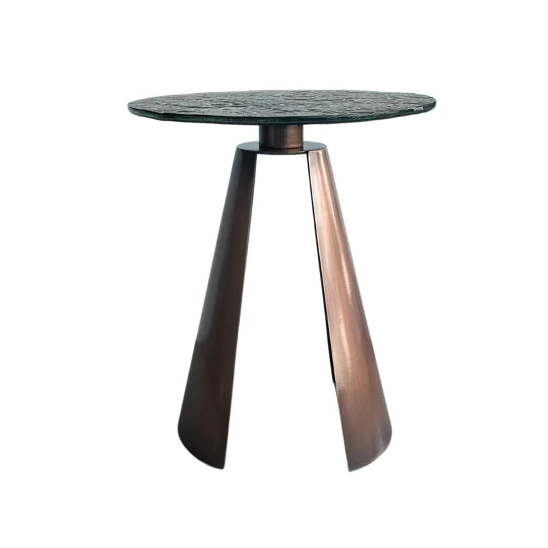Herse Copper Antiqued Metal Leg Side Table