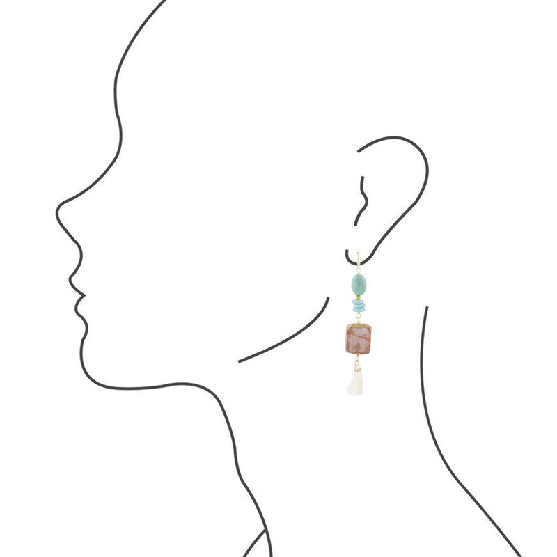 Lucia Turquoise and Wood Drop Earrings