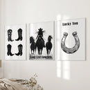 Western Cowgirl Wall Art Set of 3. Rustic Ranch Decor by Wall Art Set