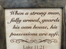 Hidden Gun Safe Recessed In Wall With Luke 11:21 Bible Verse Decoration - Recess In The Wall or Mount On The Wall by Bellewood Designs