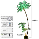 LumenX 7FT Solar Lighted Palm Tree, 260 LED 3-Trunk Artificial Palm Tree with Remote, 8 Modes, Timer & USB-C Charging for Outdoor Patio, Pool, Christmas & Tropical Decor