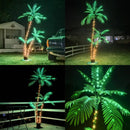 LumenX 7FT Solar Lighted Palm Tree, 260 LED 3-Trunk Artificial Palm Tree with Remote, 8 Modes, Timer & USB-C Charging for Outdoor Patio, Pool, Christmas & Tropical Decor