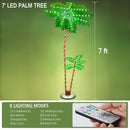 LumenX 7FT Solar Lighted Palm Tree, 260 LED 3-Trunk Artificial Palm Tree with Remote, 8 Modes, Timer & USB-C Charging for Outdoor Patio, Pool, Christmas & Tropical Decor