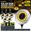 Solar Garden Disk Lights 16LED Solar Ground Lights Underground Lights,4 Pack-20 Lumen