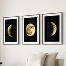 Celestial Moon 3 Piece Wall Decor. Gold Full Moon, Phases by Wall Art Set