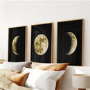 Celestial Moon 3 Piece Wall Decor. Gold Full Moon, Phases by Wall Art Set