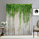 Lush ivy green leaf plant printed curtains for living room sheer panels by Decorbites