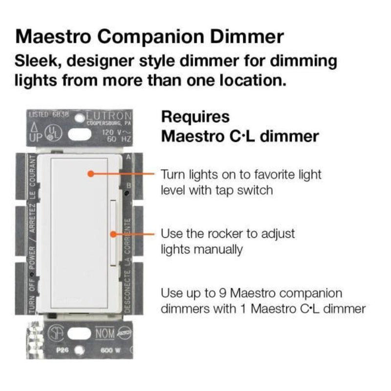 Lutron Maestro C.L Digital Dimmer Multi-Location Switch Kit, White, photo 3 of 7