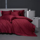GobekUsa Burgundy Red Egyptian Cotton Bedding Set - Soft Silky Solid Color Luxe Duvet Cover, Sheet, Pillowcases