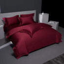 GobekUsa Burgundy Red Egyptian Cotton Bedding Set - Soft Silky Solid Color Luxe Duvet Cover, Sheet, Pillowcases