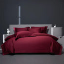 GobekUsa Burgundy Red Egyptian Cotton Bedding Set - Soft Silky Solid Color Luxe Duvet Cover, Sheet, Pillowcases