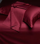 GobekUsa Burgundy Red Egyptian Cotton Bedding Set - Soft Silky Solid Color Luxe Duvet Cover, Sheet, Pillowcases