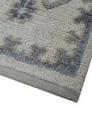 Luxe Custom Made Turkish Ivory Hand knotted Wool And Linen Blend Rug