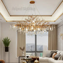 GobekUsa Crystal LED Chandelier: Luxe Gold Lighting Fixture for Living Room & Kitchen