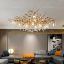 GobekUsa Crystal LED Chandelier: Luxe Gold Lighting Fixture for Living Room & Kitchen