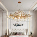 GobekUsa Crystal LED Chandelier: Luxe Gold Lighting Fixture for Living Room & Kitchen
