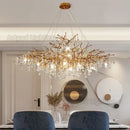 GobekUsa Crystal LED Chandelier: Luxe Gold Lighting Fixture for Living Room & Kitchen