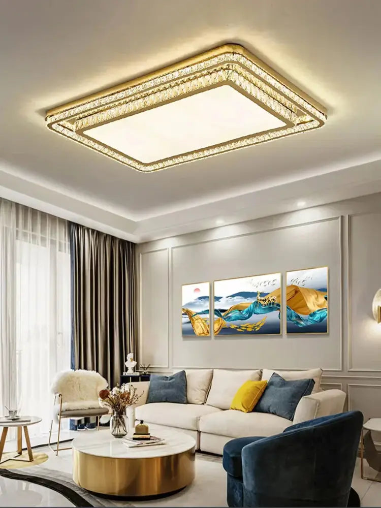 GobekUsa Crystal LED Ceiling Chandelier - Luxe Rectangular Design for Stylish Home Decor, photo 3 of 13