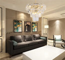 GobekUsa Gold Steel Crystal LED Pendant Light Fixture Luxe Round Hanging Lamp