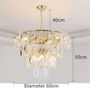 GobekUsa Gold Steel Crystal LED Pendant Light Fixture Luxe Round Hanging Lamp