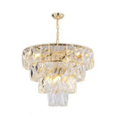 GobekUsa Gold Steel Crystal LED Pendant Light Fixture Luxe Round Hanging Lamp