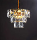 GobekUsa Gold Steel Crystal LED Pendant Light Fixture Luxe Round Hanging Lamp