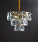 GobekUsa Gold Steel Crystal LED Pendant Light Fixture Luxe Round Hanging Lamp