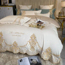 GobekUsa 1000TC Egyptian Cotton Gold Embroidery 4Pcs Bedding Set - Luxe Chic Collection