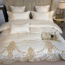 GobekUsa 1000TC Egyptian Cotton Gold Embroidery 4Pcs Bedding Set - Luxe Chic Collection
