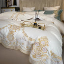 GobekUsa 1000TC Egyptian Cotton Gold Embroidery 4Pcs Bedding Set - Luxe Chic Collection