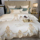 GobekUsa 1000TC Egyptian Cotton Gold Embroidery 4Pcs Bedding Set - Luxe Chic Collection
