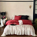 GobekUsa Egyptian Cotton Lace Ruffles Wedding Bedding Set 4-Piece Luxe Collection