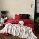 GobekUsa Egyptian Cotton Lace Ruffles Wedding Bedding Set 4-Piece Luxe Collection
