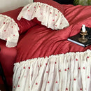 GobekUsa Egyptian Cotton Lace Ruffles Wedding Bedding Set 4-Piece Luxe Collection