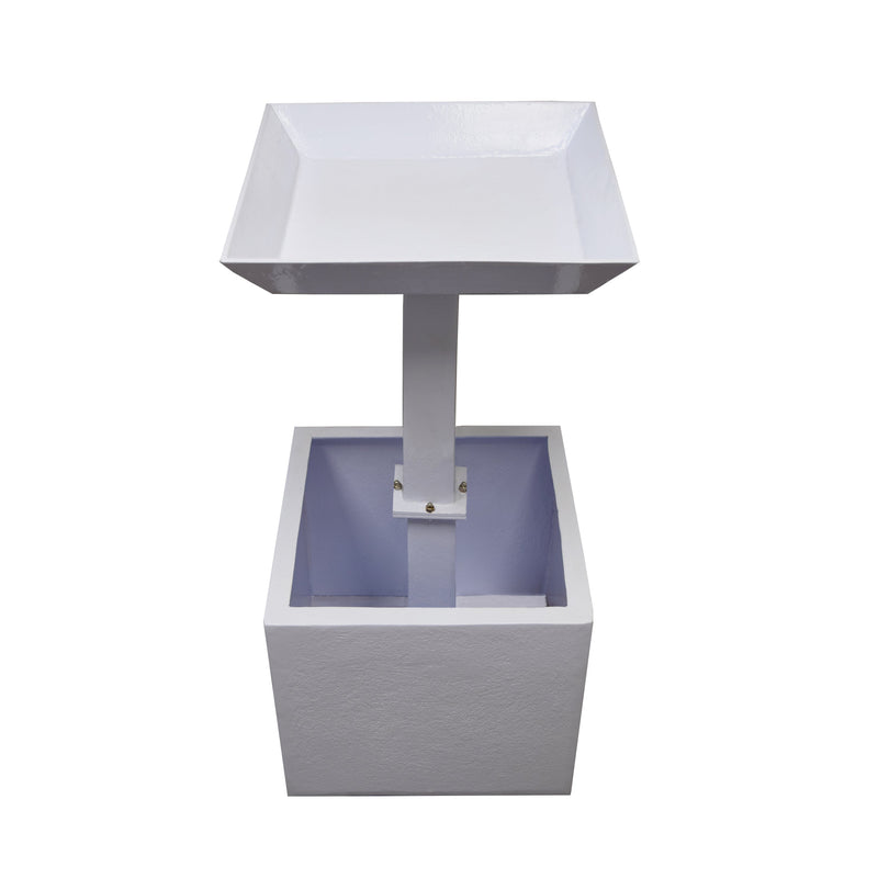 Modern Square Cast Aluminum 35-in Bird Bath and Planter Vase Combo