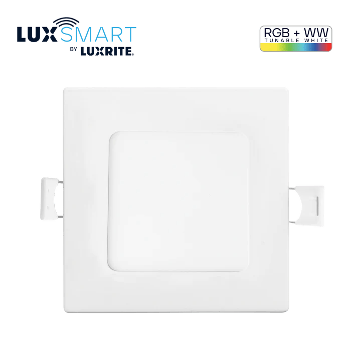 Luxrite LR22742 4" 10.5W LED Square Recessed Slim Wafer Selectable RGBW