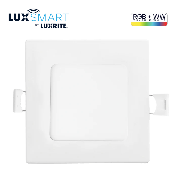 Luxrite LR22748 6" 13W LED Square Recessed Slim Wafer Selectable RGBW