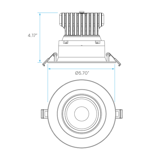 Luxrite LR23228 4" 18W LED Regress Spotlight Gimbal Round Selectable CCT