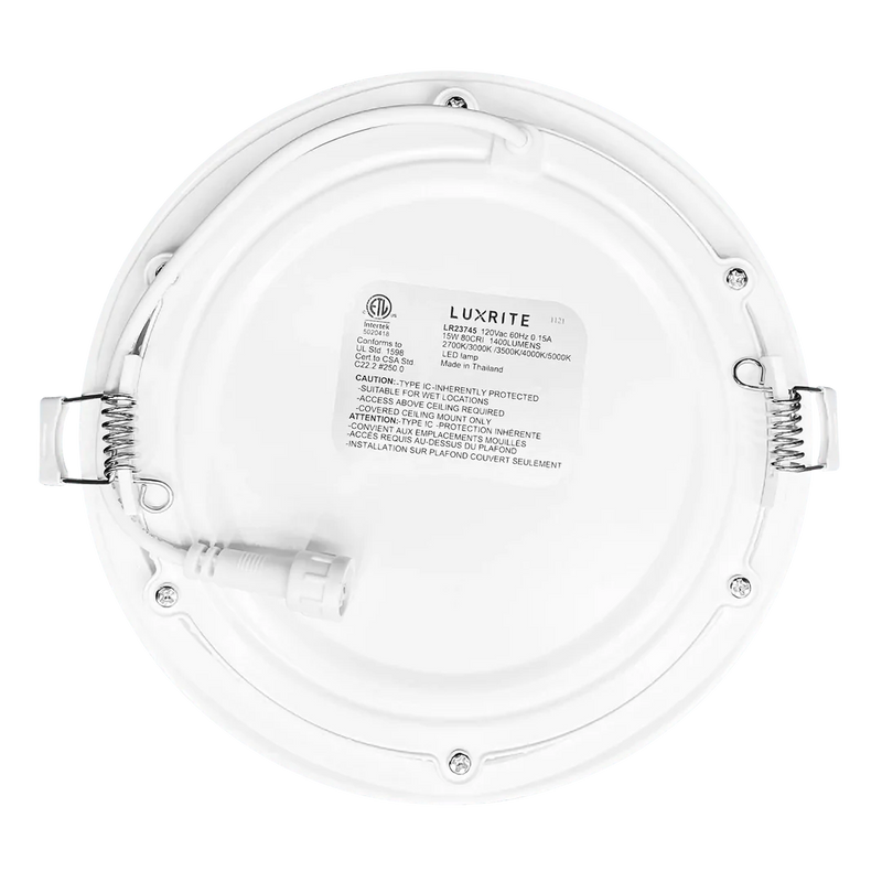 Luxrite LR23745 6" 15W LED Round Recessed Slim Wafer Selectable CCT Hi Output